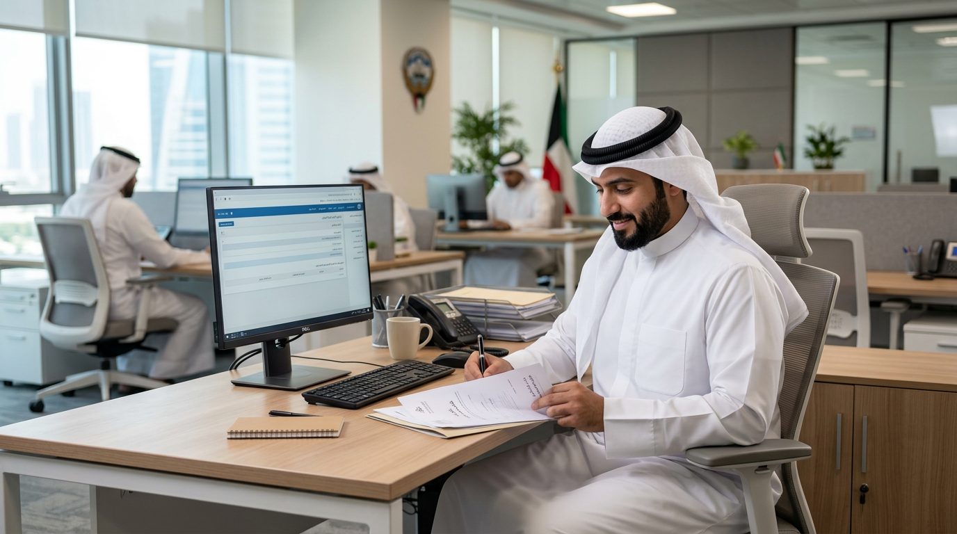 القوى العاملة - رجل كويتي داخل مكتب القوى العاملة